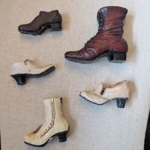 Miniature Vintage Boot Shoe Mix - Brown & Cream Set #24